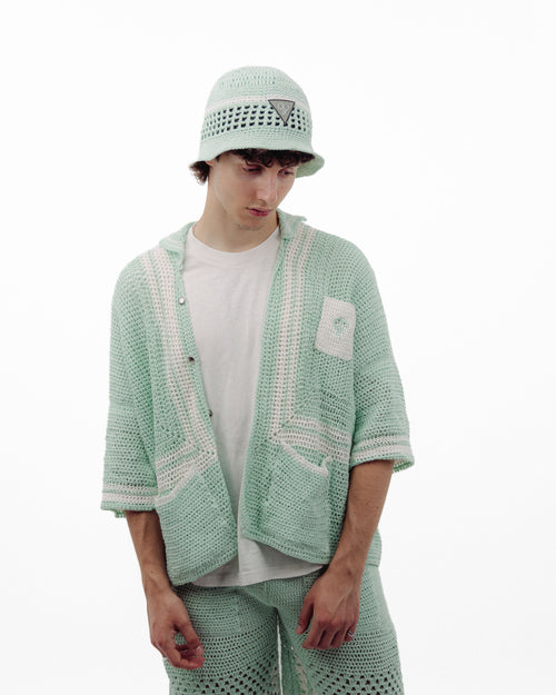 Camicia Mint Green Crochet Shirt – 100% Hand-made