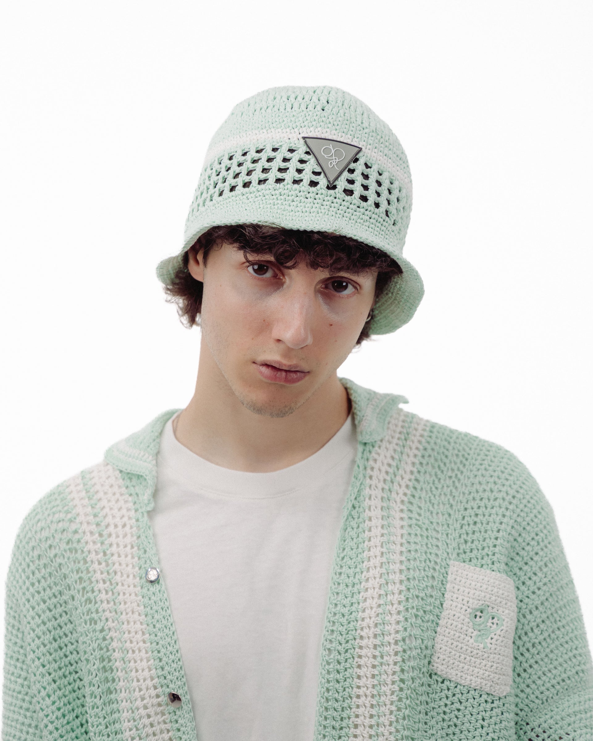 Camicia Mint Green Crochet Shirt – 100% Hand-made