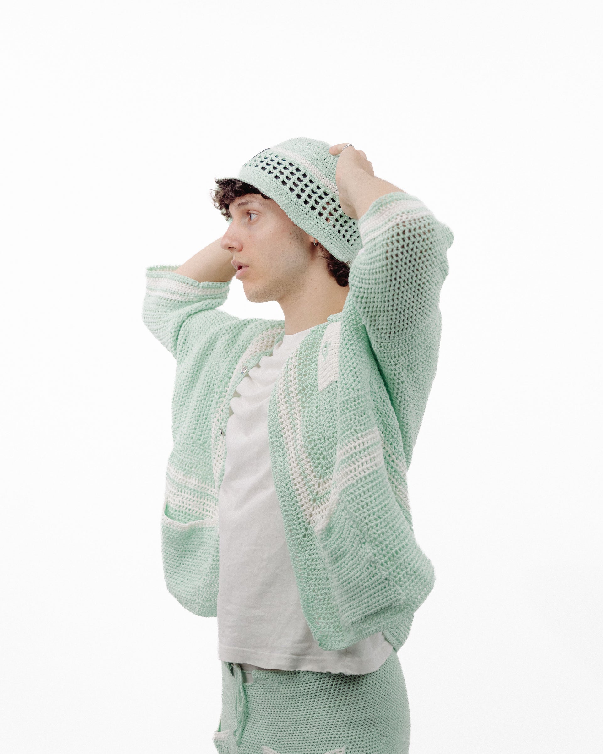 Camicia Mint Green Crochet Shirt – 100% Hand-made
