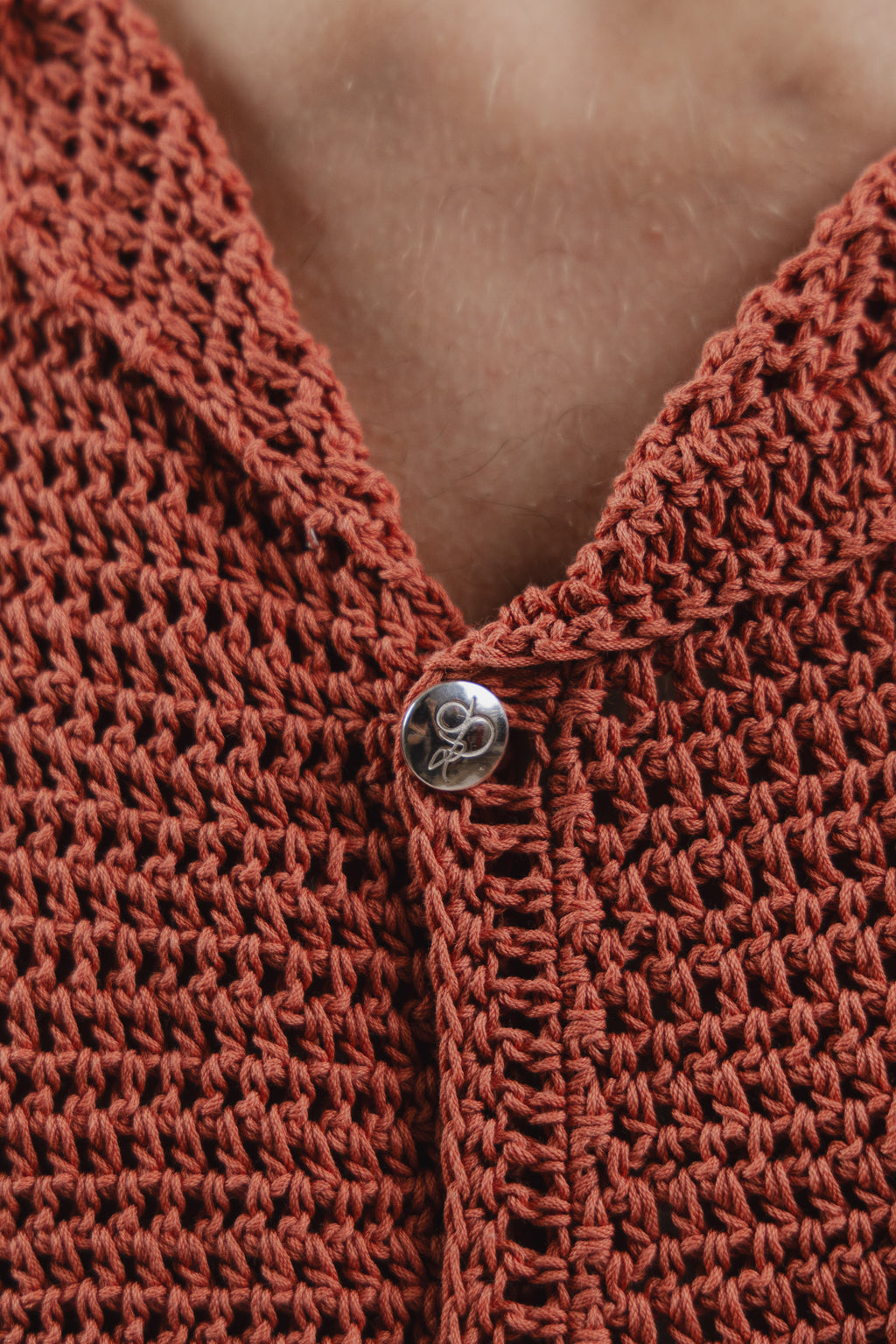 Camicia Peach Crochet Shirt 100% Hand-made