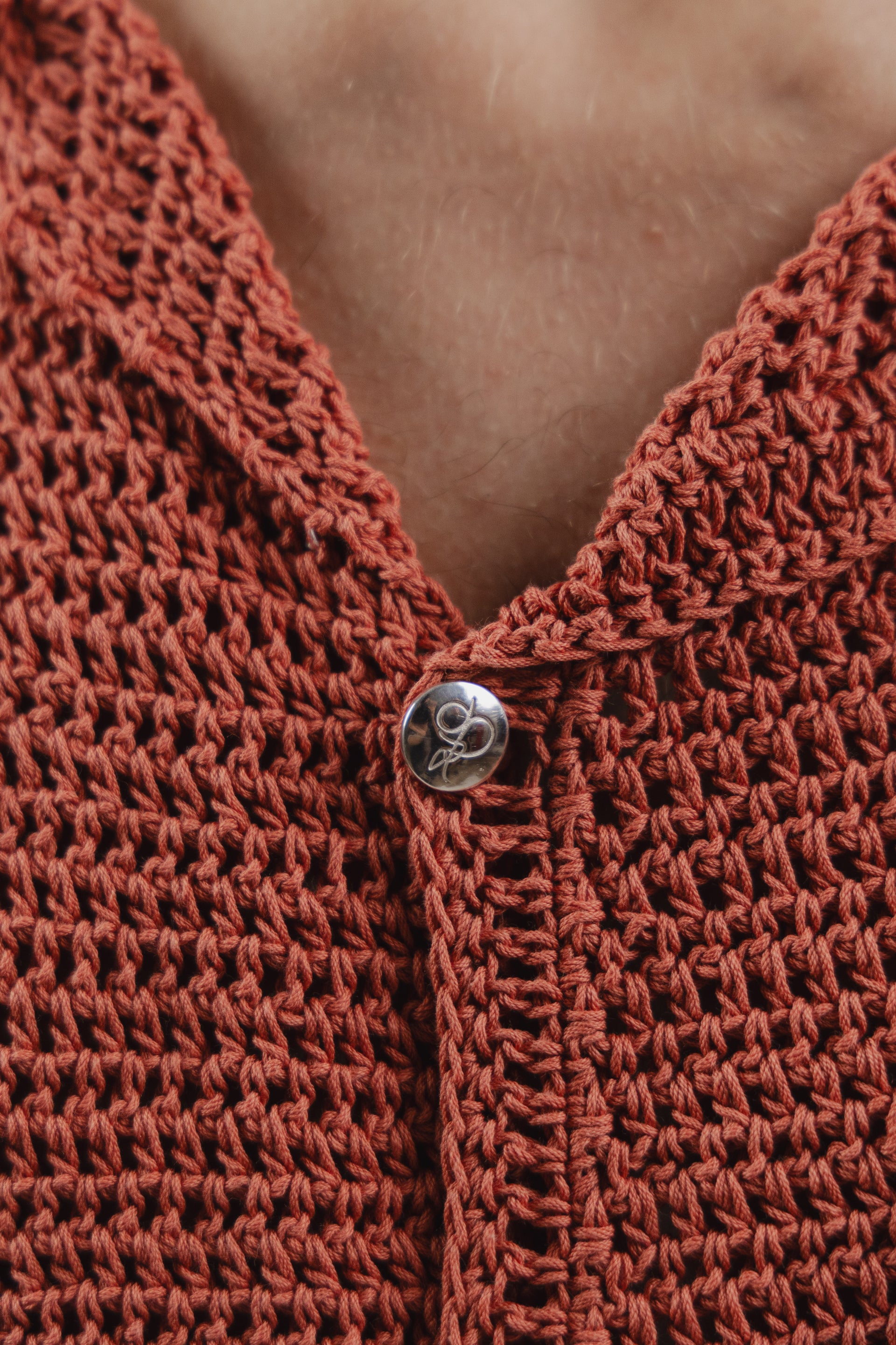 Camicia Peach Crochet Shirt 100% Hand-made