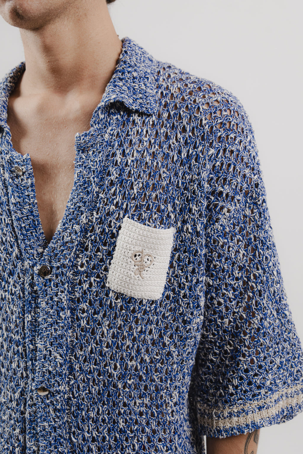 Camicia Pacific Blue Stripe Crochet Shirt – Semi Hand-made