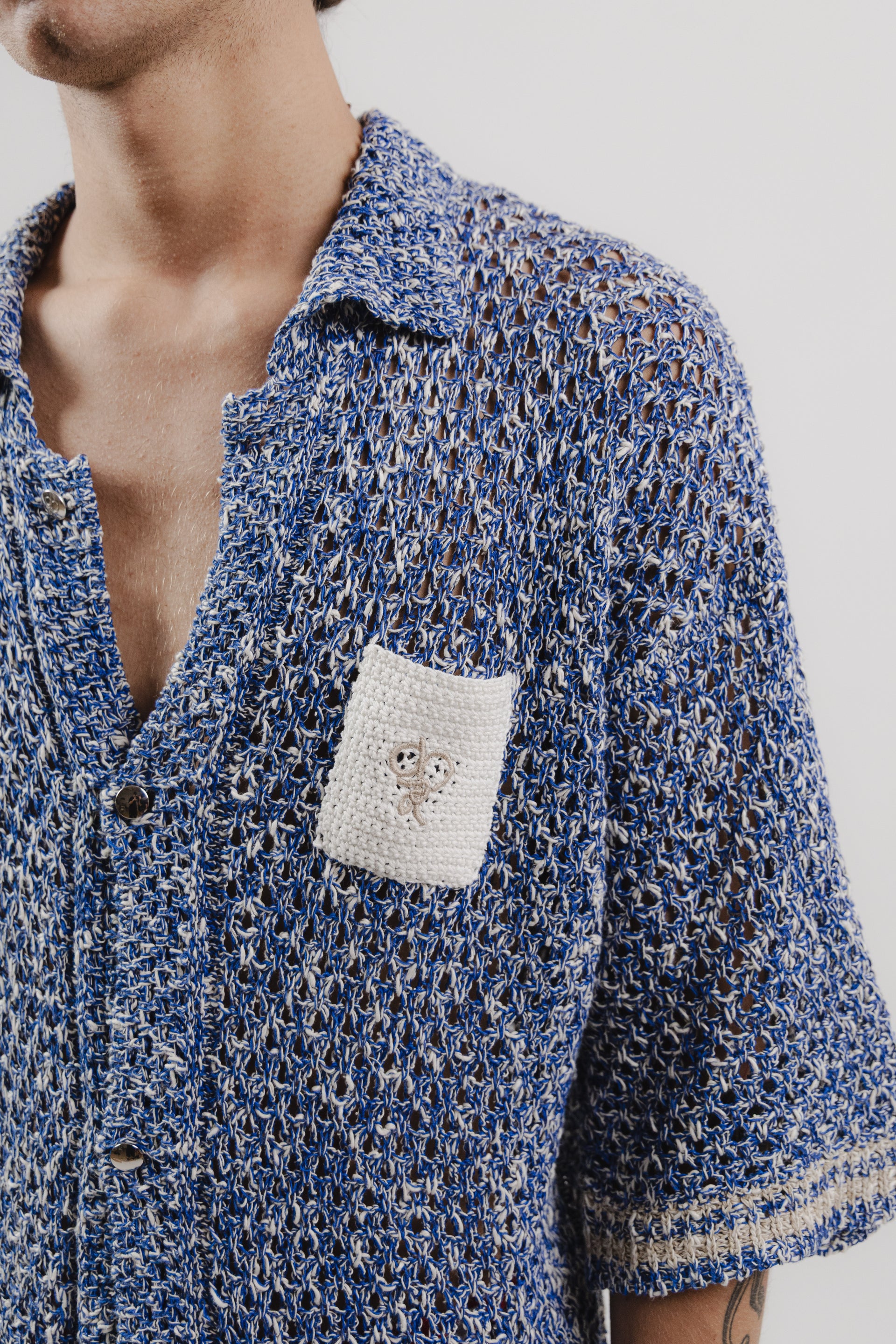 Camicia Pacific Blue Stripe Crochet Shirt – Semi Hand-made