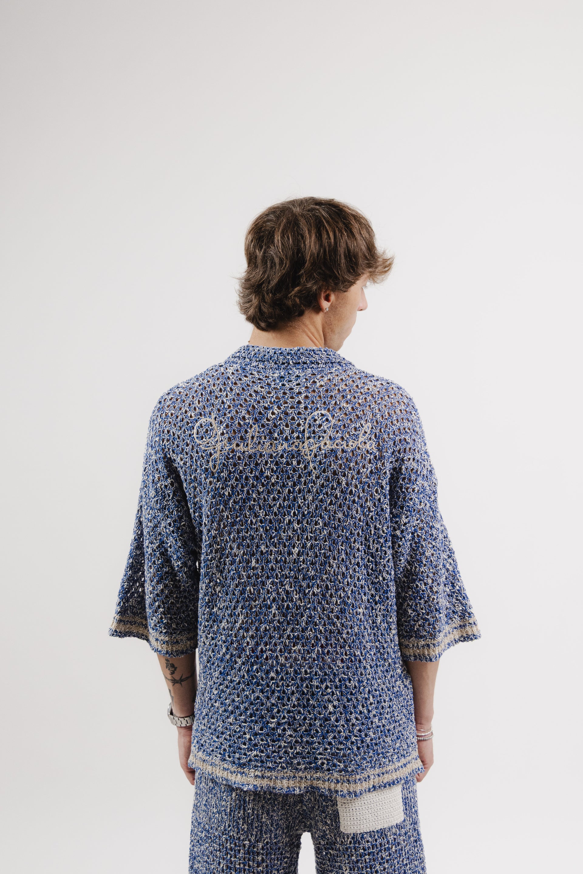 Camicia Pacific Blue Stripe Crochet Shirt – Semi Hand-made