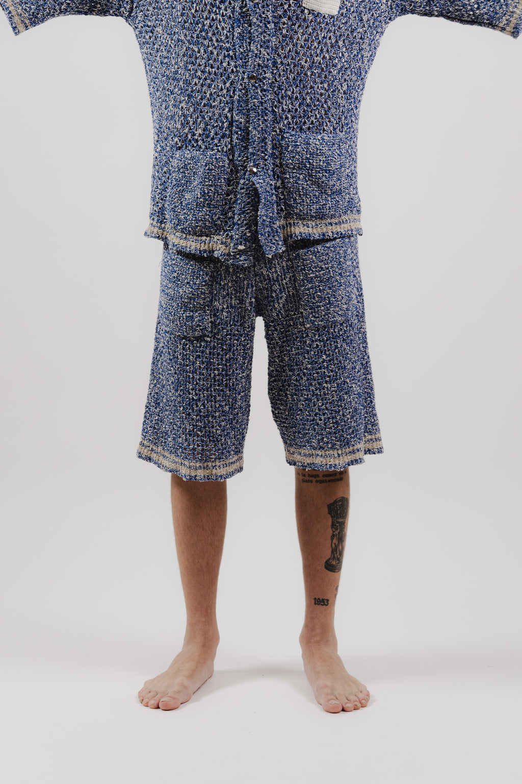 Pantaloncini Pacific Blue Stripe Crochet Shorts – Semi Hand-made