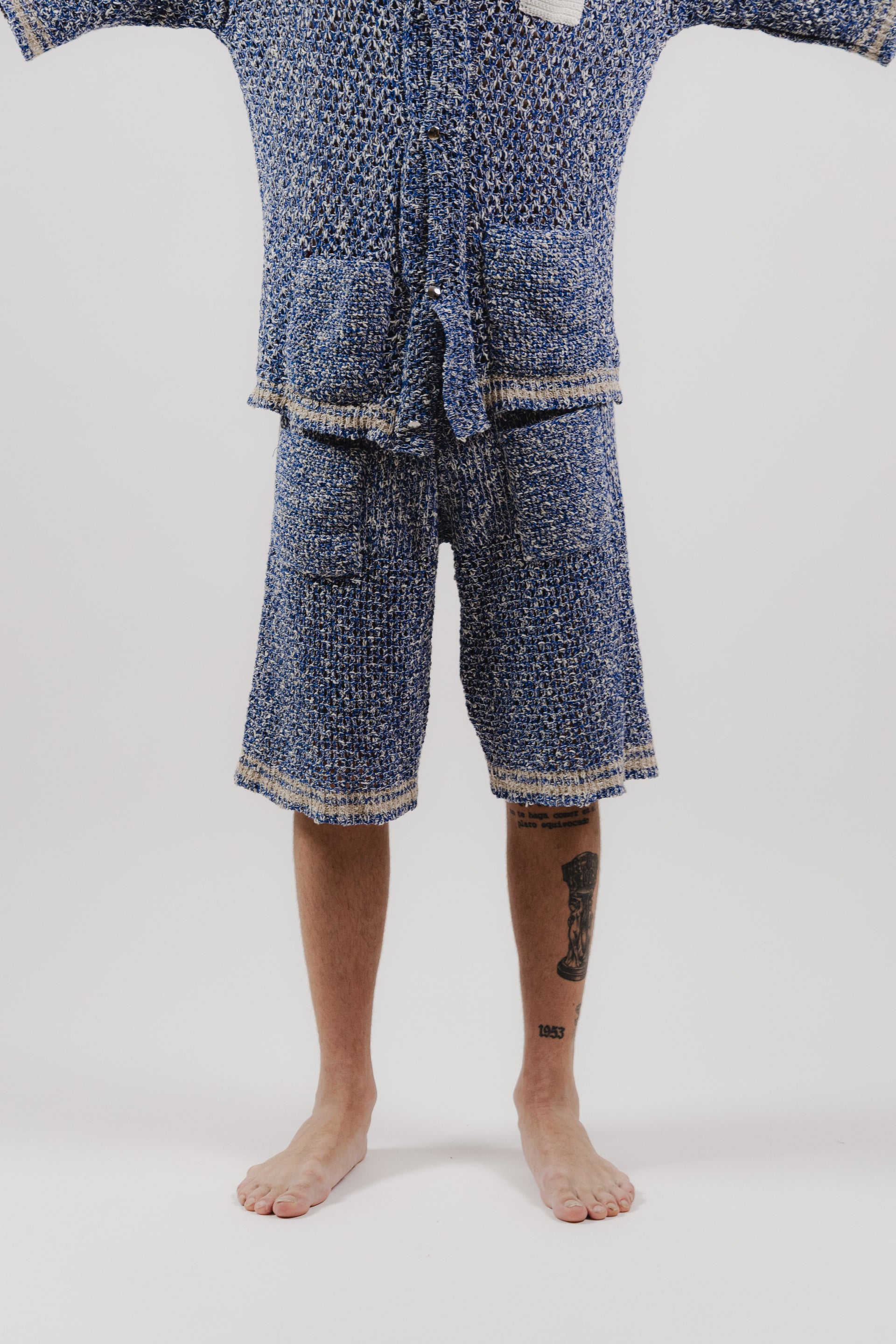 Pantaloncini Pacific Blue Stripe Crochet Shorts – Semi Hand-made