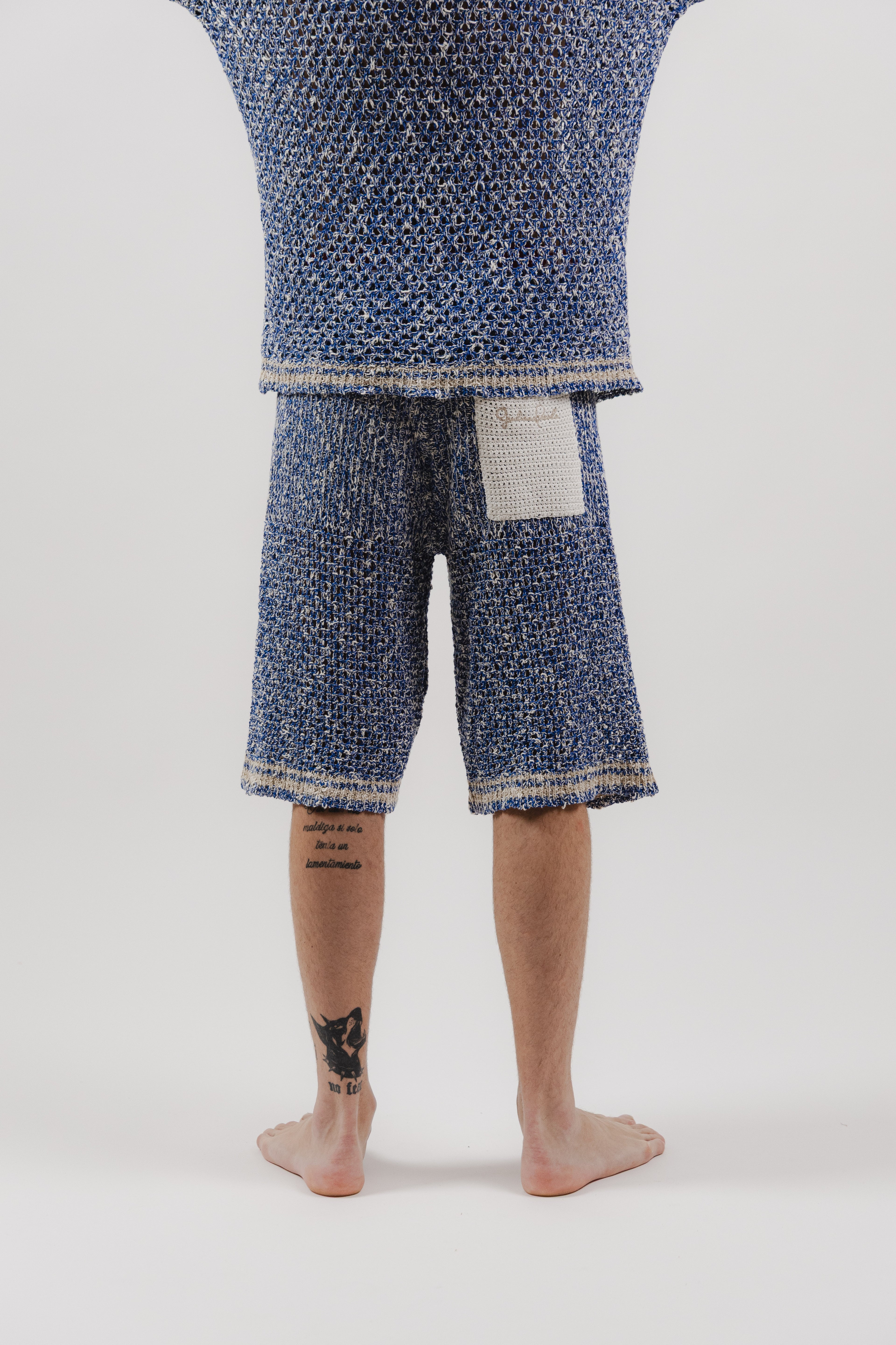 Pantaloncini Pacific Blue Stripe Crochet Shorts – Semi Hand-made