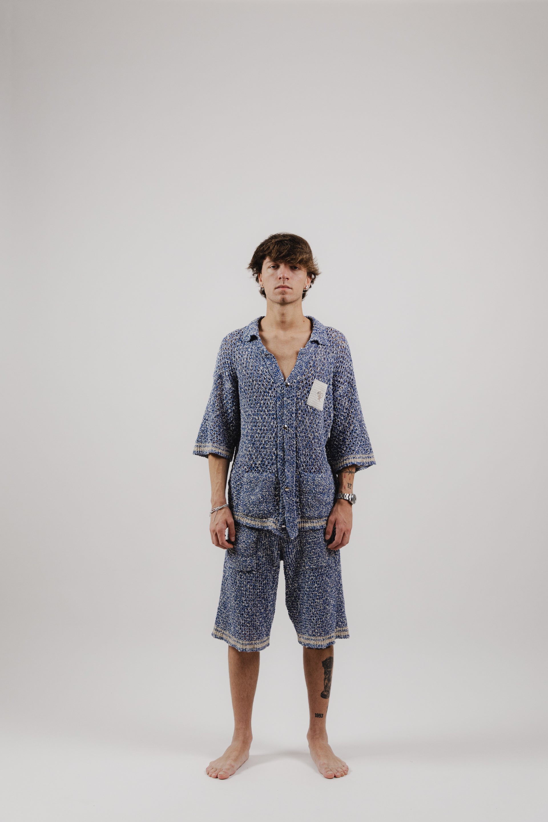 Camicia Pacific Blue Stripe Crochet Shirt – Semi Hand-made