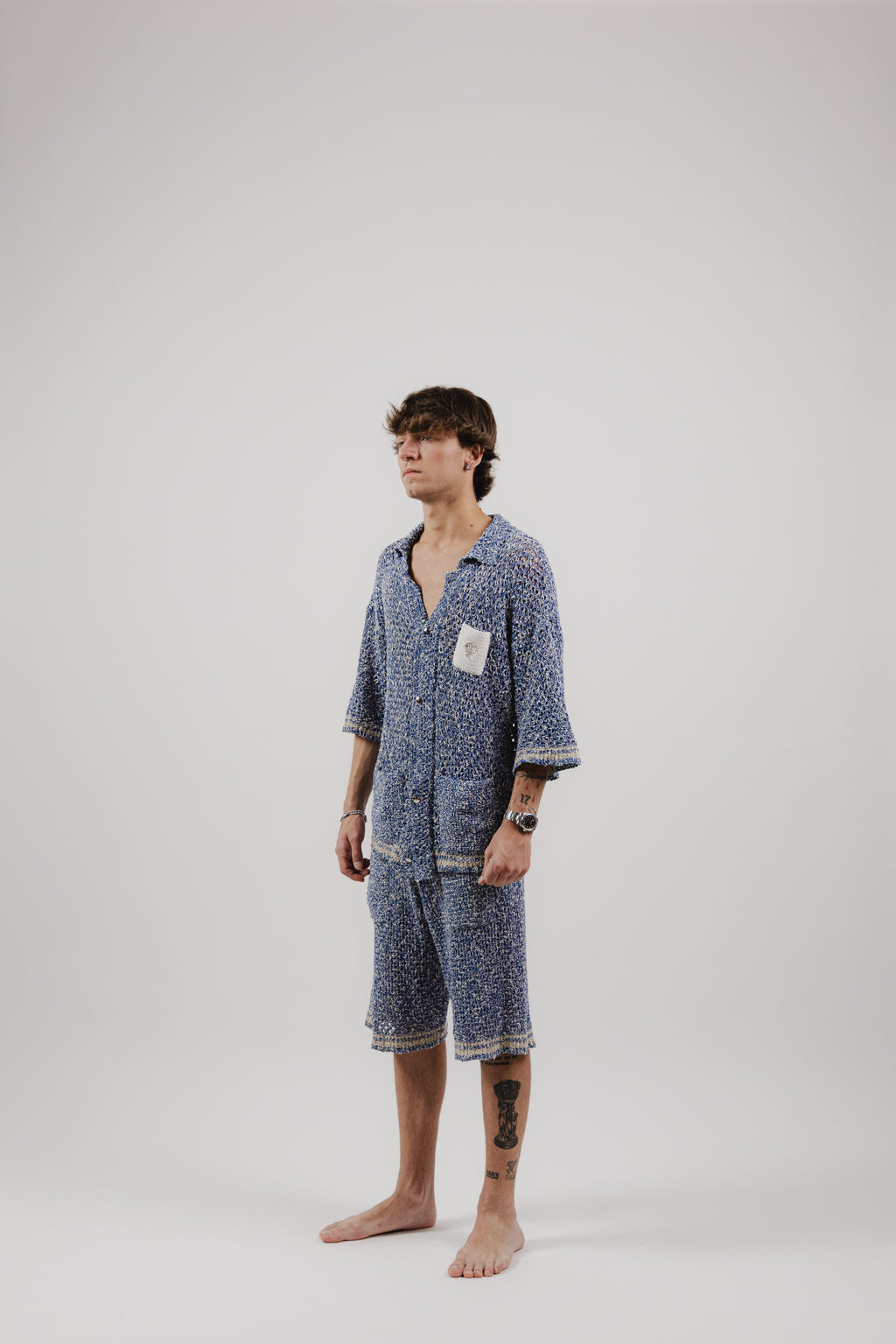Camicia Pacific Blue Stripe Crochet Shirt – Semi Hand-made