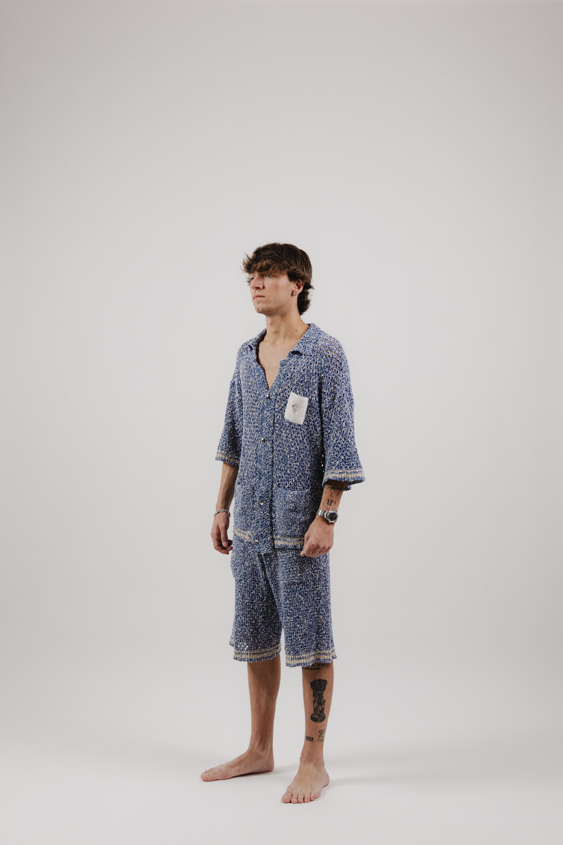 Camicia Pacific Blue Stripe Crochet Shirt – Semi Hand-made