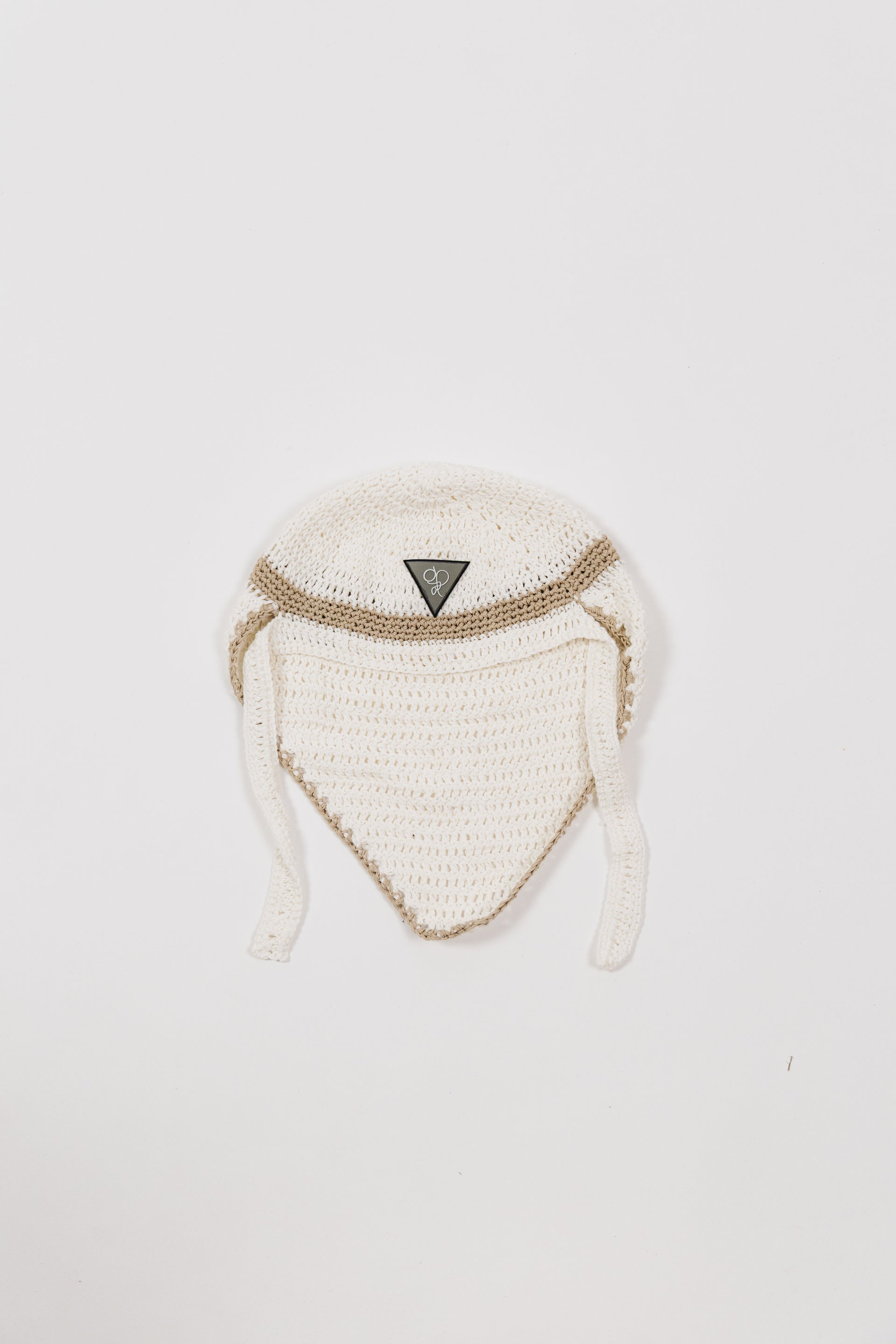 Durag Beige & White Crochet Durag – 100% Hand-made