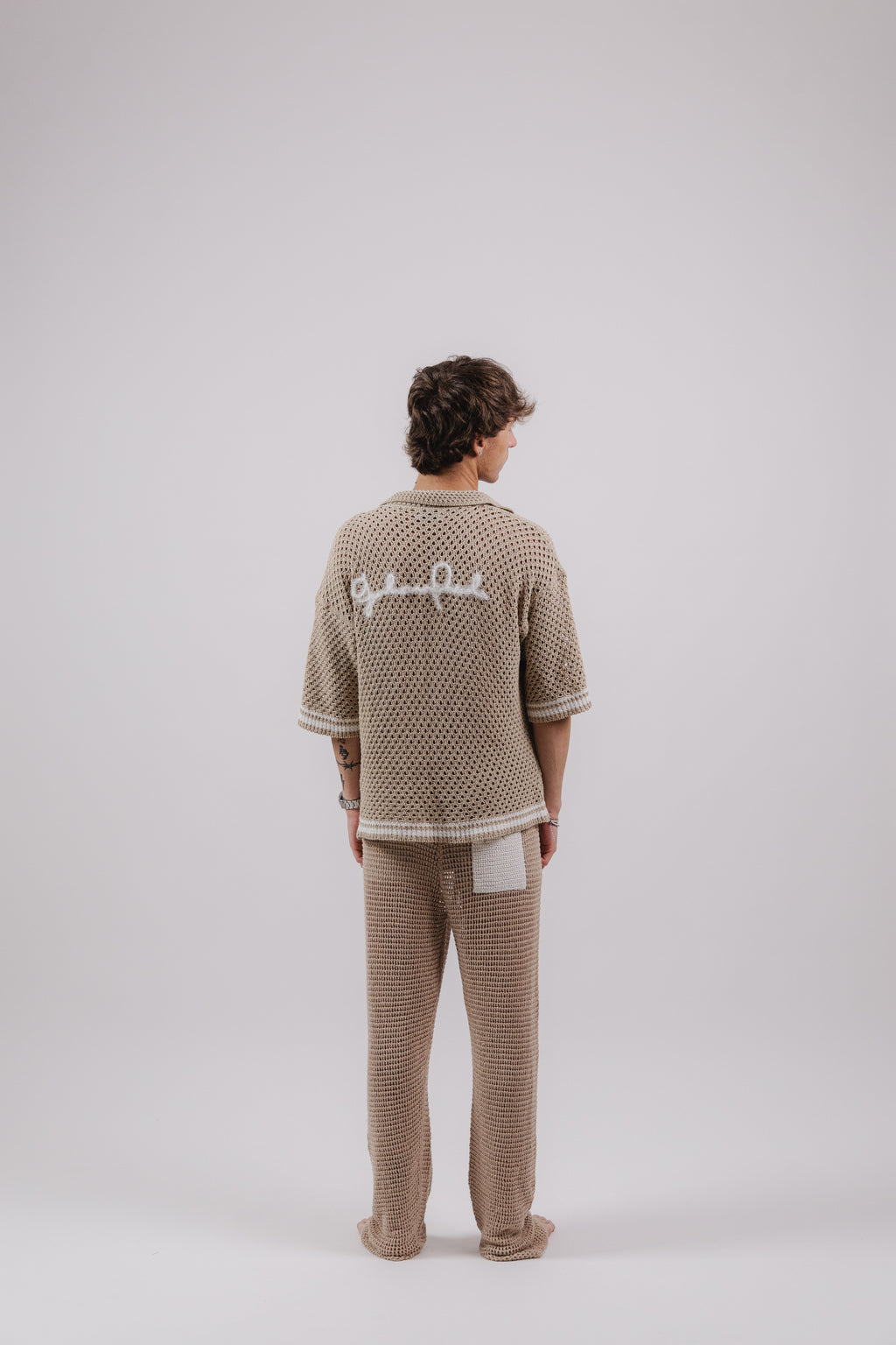 Pantalone Beige Crochet Long Pants – Semi Hand-made