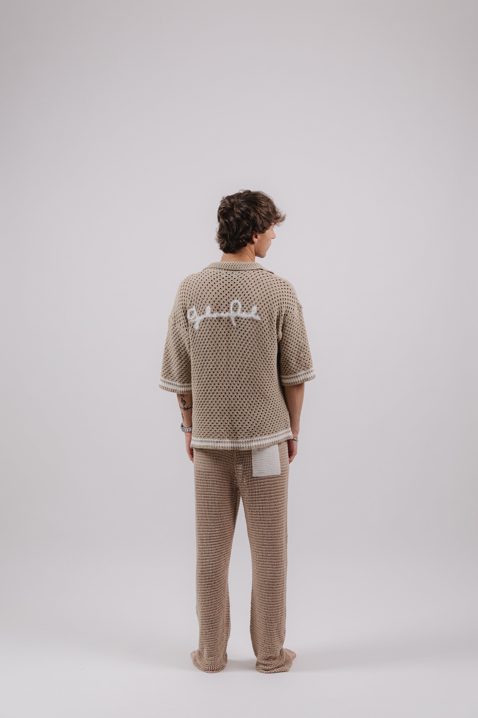 Pantalone Beige Crochet Long Pants – Semi Hand-made