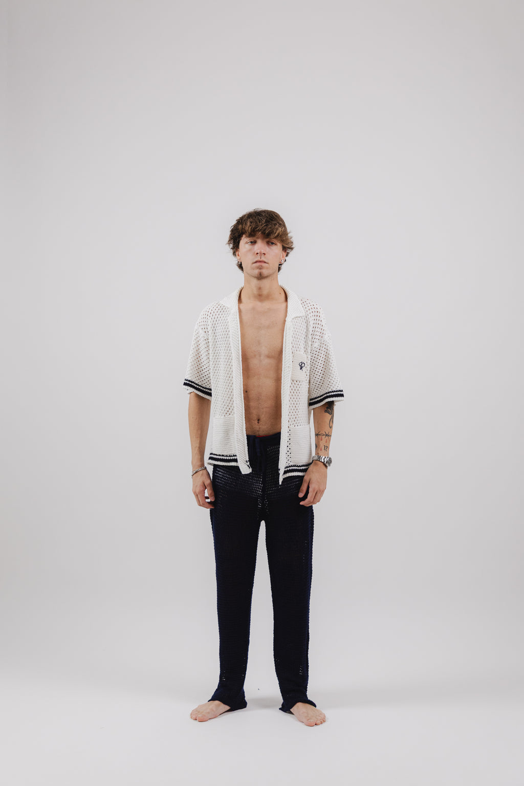 Pantalone Midnight Blue Crochet Long Pants – Semi Hand-made