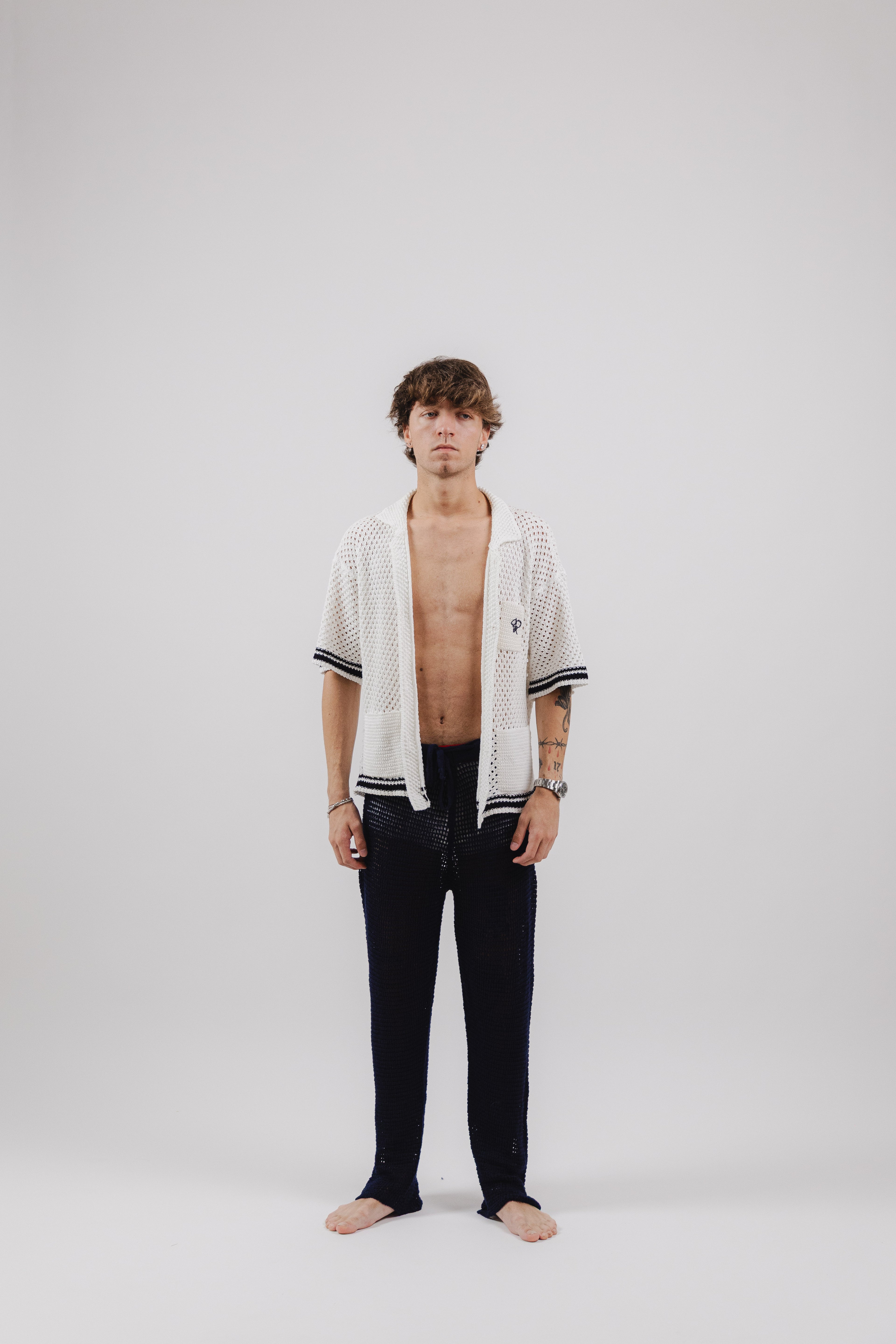Pantalone Midnight Blue Crochet Long Pants – Semi Hand-made