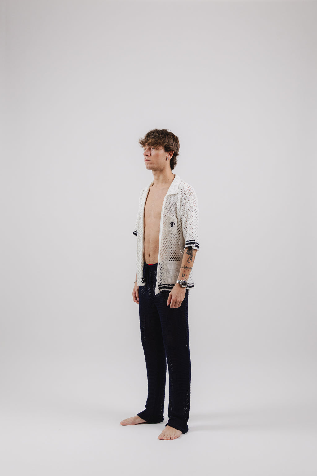 Pantalone Midnight Blue Crochet Long Pants – Semi Hand-made