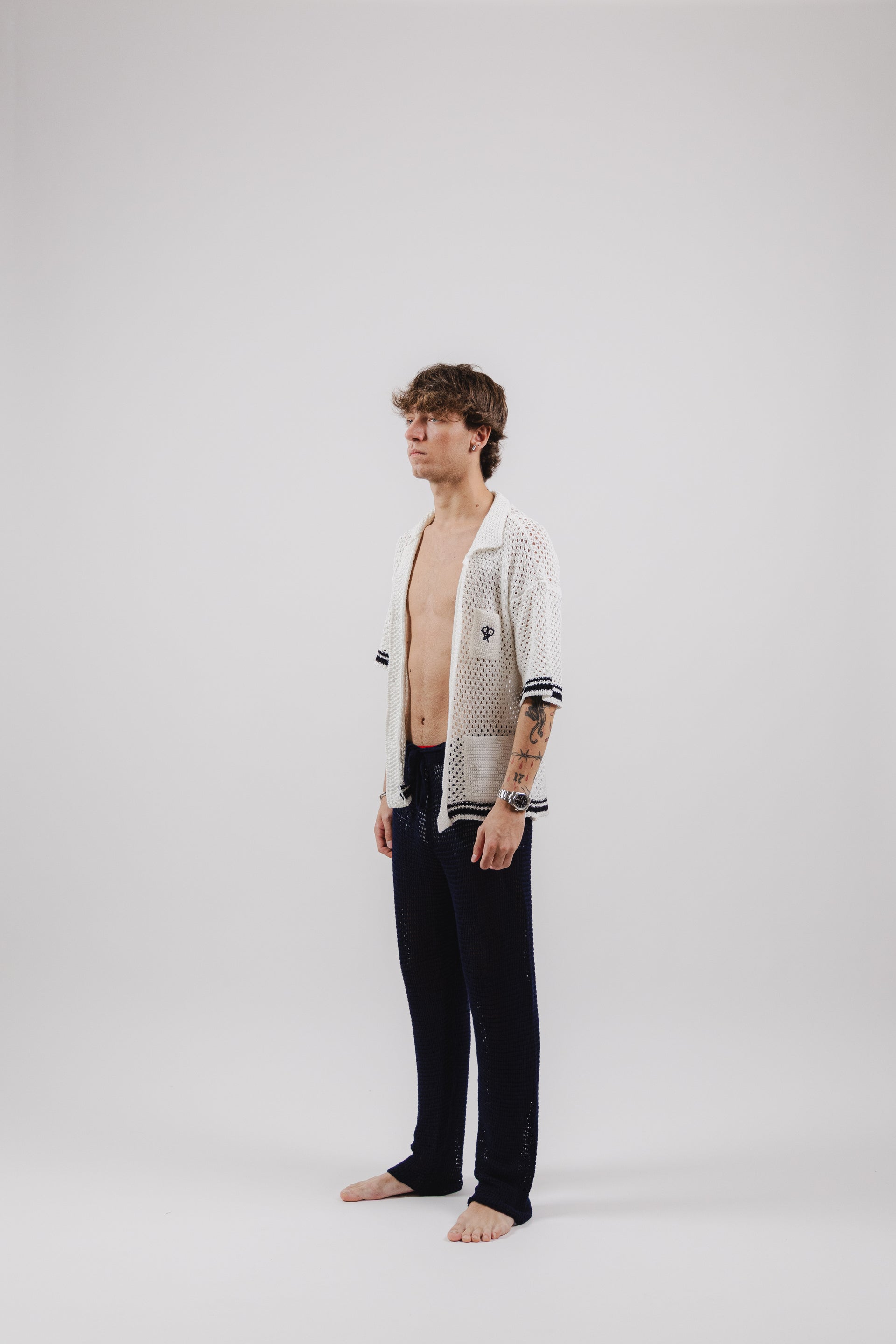 Pantalone Midnight Blue Crochet Long Pants – Semi Hand-made