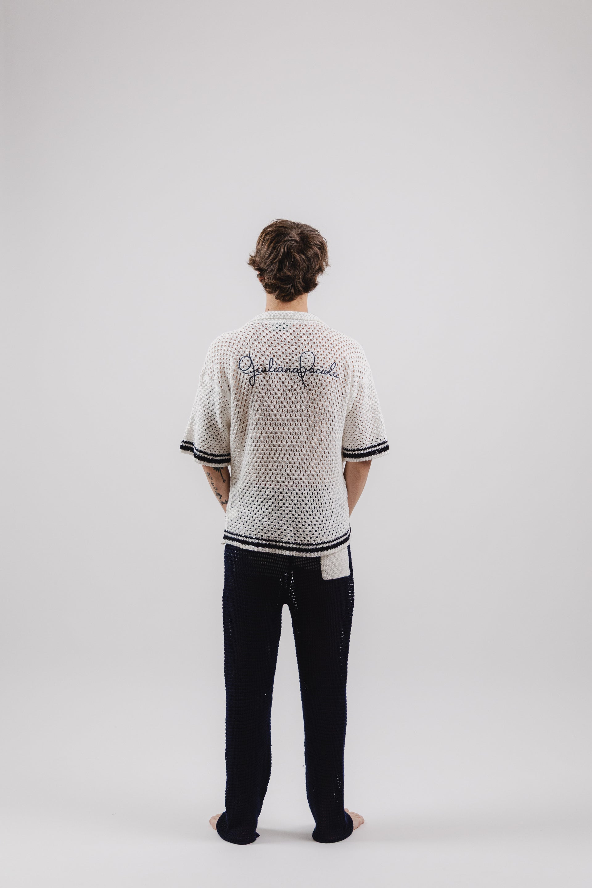 Pantalone Midnight Blue Crochet Long Pants – Semi Hand-made